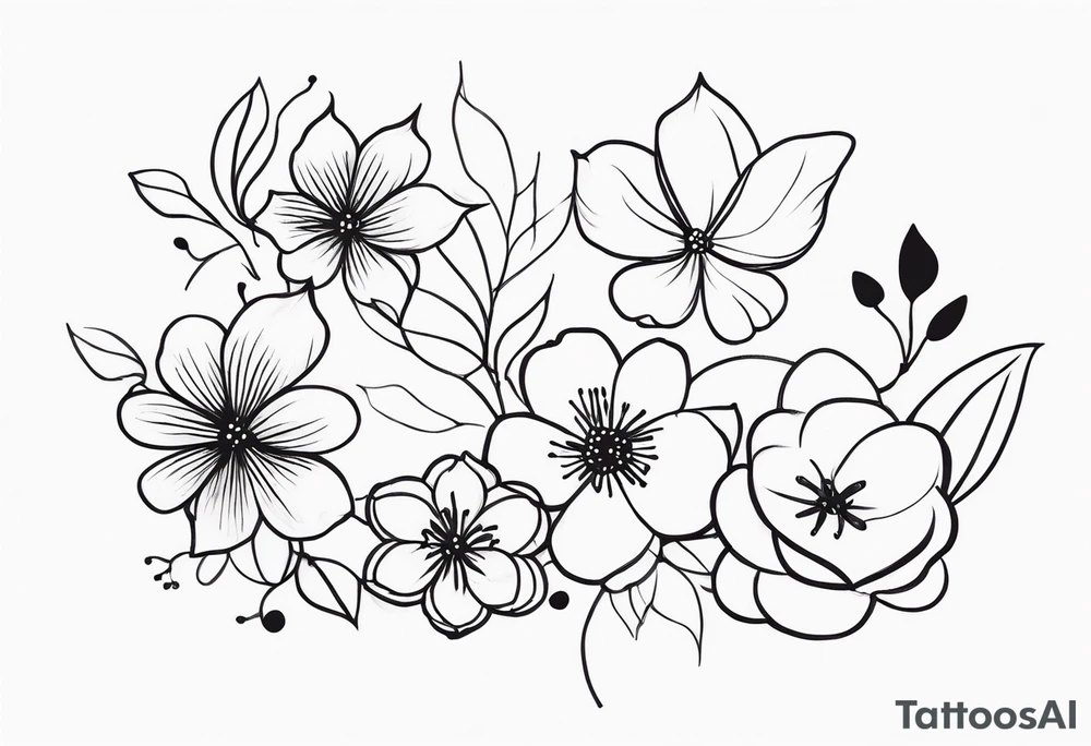 Pretty ,feminine flowers delicate small butterflys tattoo idea