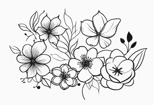 Pretty ,feminine flowers delicate small butterflys tattoo idea