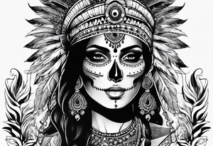 an indian with a skull instead of a face tattoo idea