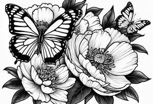 Peony and a butterfly tattoo idea
