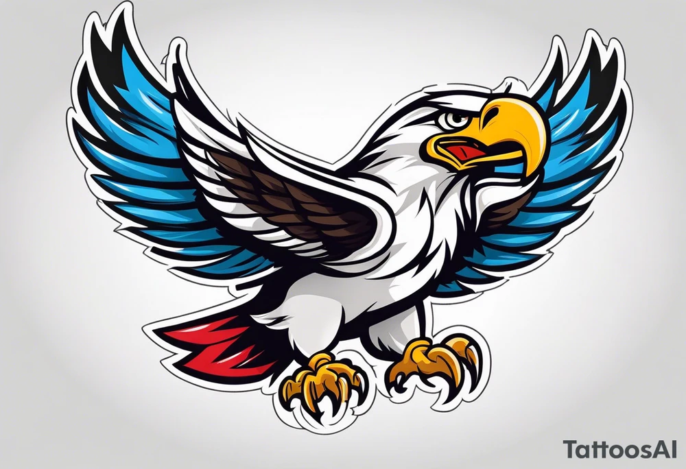 American football with a cartoon eagle tattoo idea