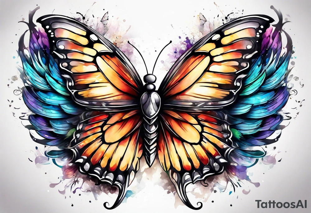 One Angel wing with butterfly with your wings were ready but my heart was not tattoo idea
