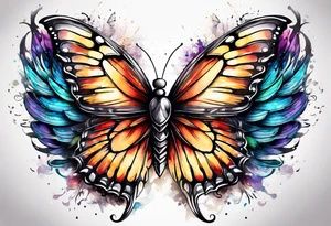 One Angel wing with butterfly with your wings were ready but my heart was not tattoo idea