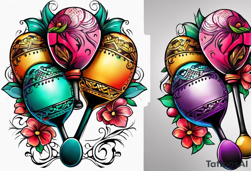 2 swinging maracas tattoo idea