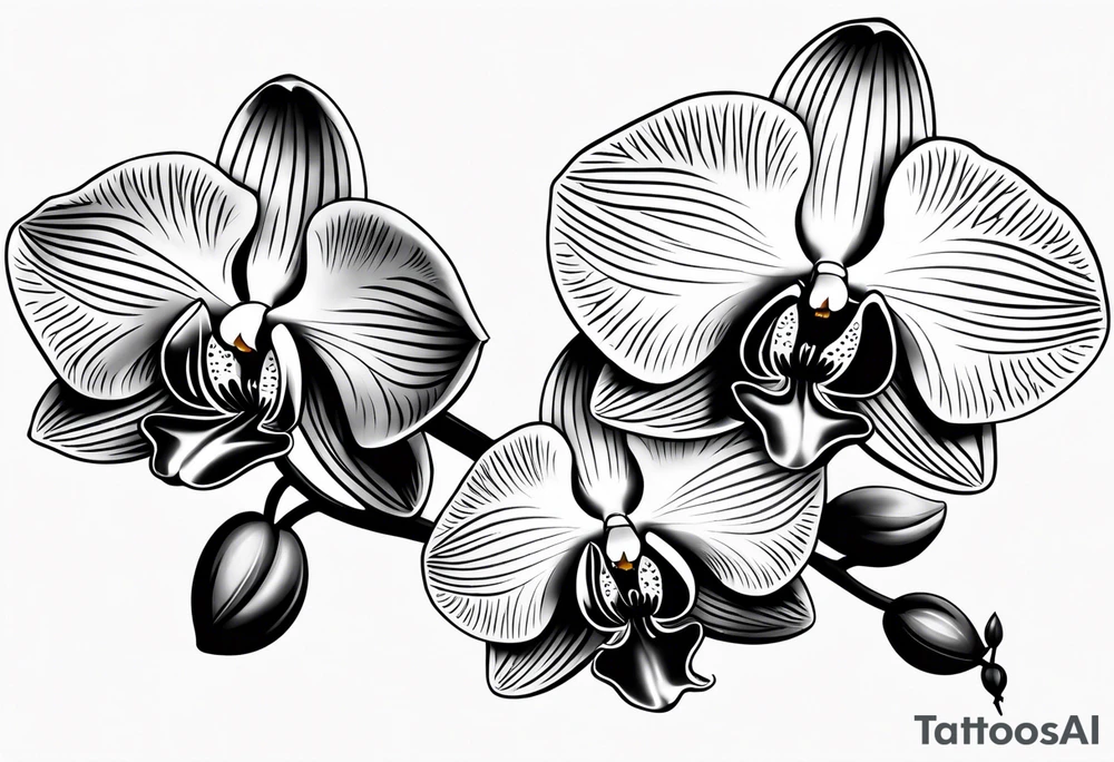 vertical minimal design with 
orchids tattoo idea