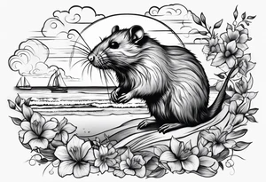 Rat without Flowers on beach tattoo idea