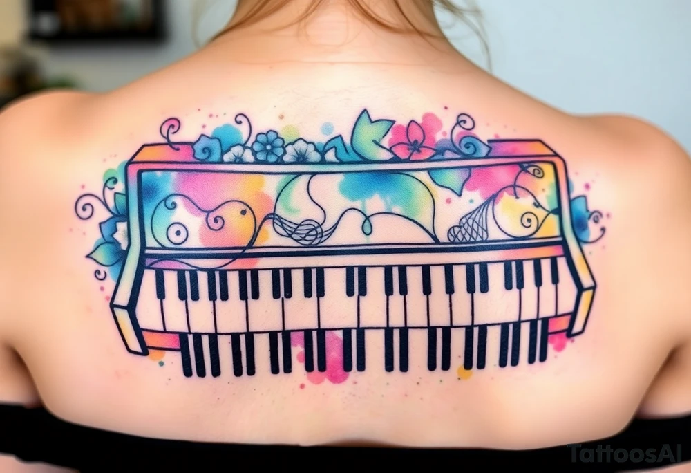 Colorful piano tattoo idea