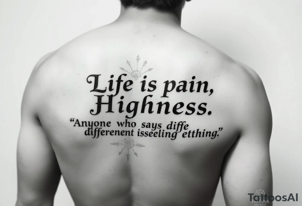 “Life is pain, Highness. Anyone who says differently is selling something.”
Scroll font
Small for inner arm tattoo idea