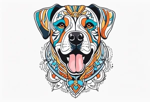 Simple colored tattoo with elements linked to bodybuilding dogs travel and freedom tattoo idea