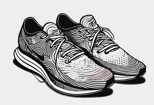 Create me a shoe print, 2 shoes tattoos, with the running distances embedded into the shoe print of, 5k, 10k, 13.1 and 26.2 tattoo idea