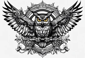 owl and cow wrestling tattoo idea