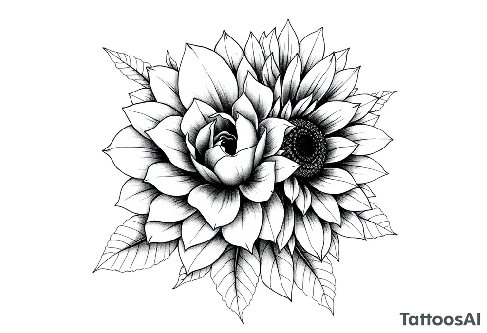 Chrysanthemum White Rose and sunflower tattoo tattoo idea