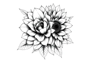 Chrysanthemum White Rose and sunflower tattoo tattoo idea