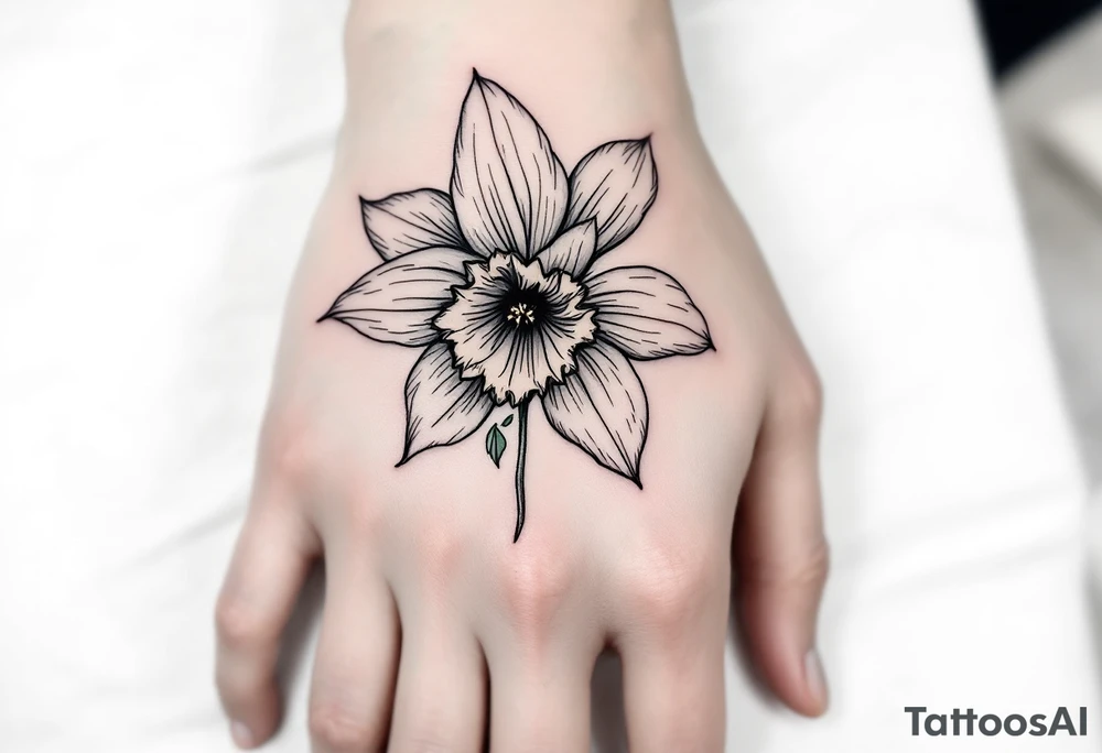 large daffodil with holly tattoo idea