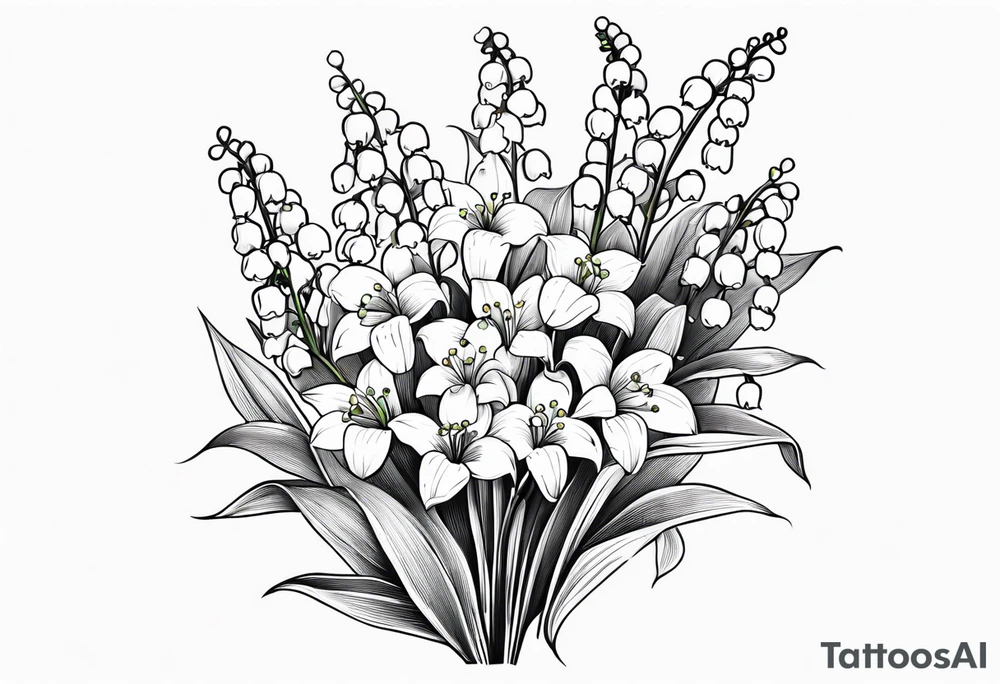Lily of the valley Flower bouquet. Fine lines tattoo idea