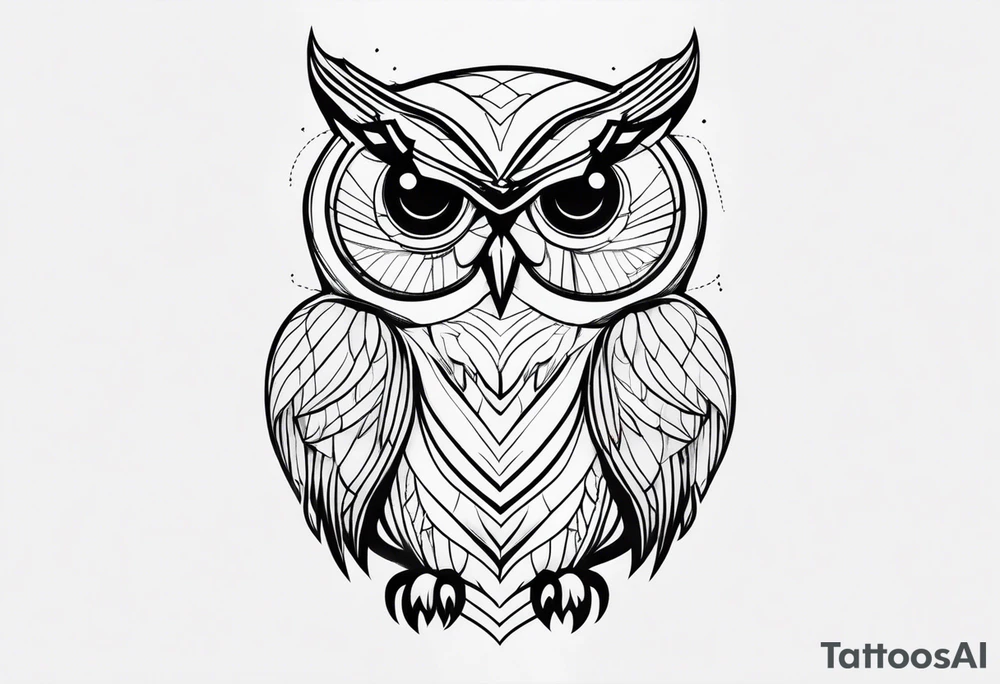 Owl with on line tattoo idea