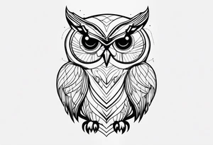 Owl with on line tattoo idea