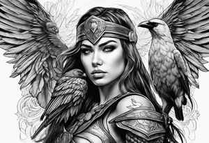 Valkyrie with a crow tattoo idea