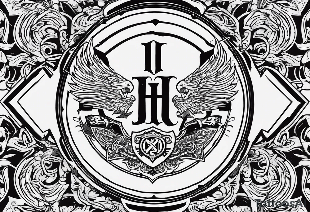 Valhalla round shield 
 cloud axe tattoo idea