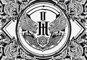 Valhalla round shield 
 cloud axe tattoo idea