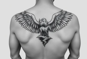 I want an eagle but inside of its wings I want a forest and a little river and maybe a horse drinking from the river. Not too big it has to fit on a 2 inch by 2 inch area tattoo idea