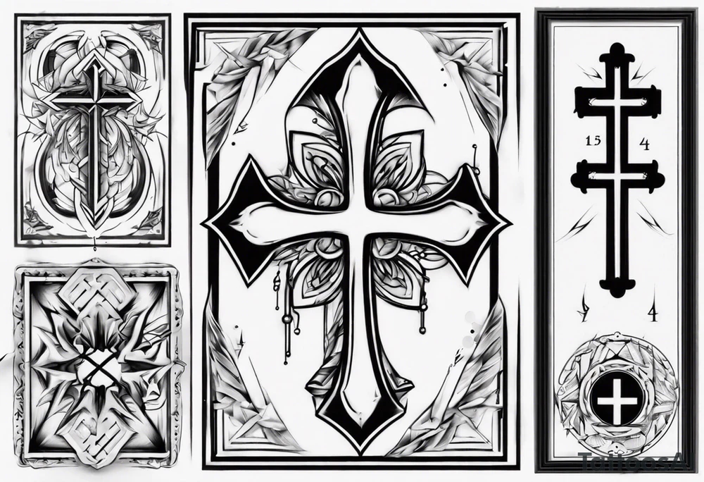 Cross with the number 4 tattoo idea