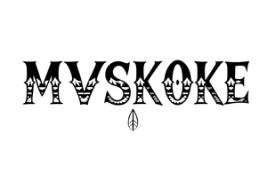 The word “MVSKOKE” shaded with Native American pattern tattoo idea