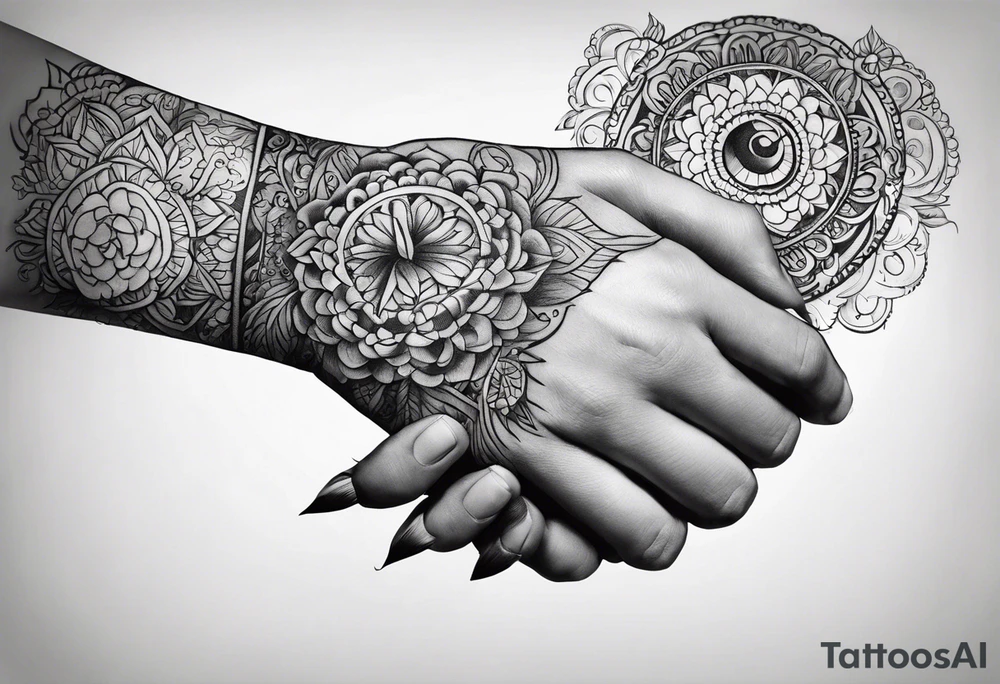 A hand holding fire tattoo idea