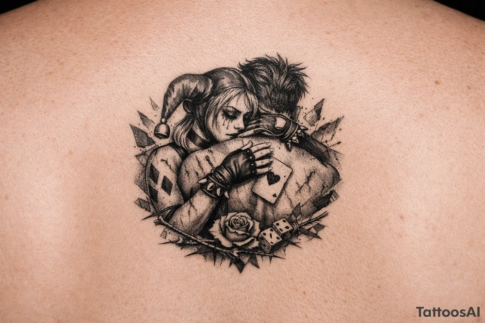 loving someone who repeatedly hurts you while holding onto the hope that your loyalty will finally make them accept you or change harley quinn tattoo tattoo idea