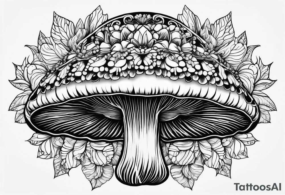 Shaggy mane mushroom mandala tattoo design tattoo idea