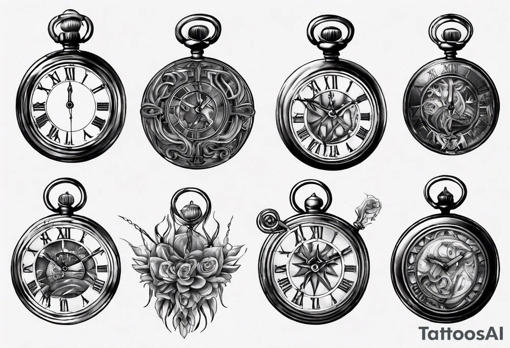Roman numeral 4 on antient pocket watch tattoo idea