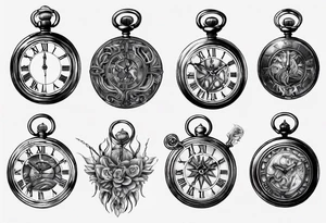 Roman numeral 4 on antient pocket watch tattoo idea