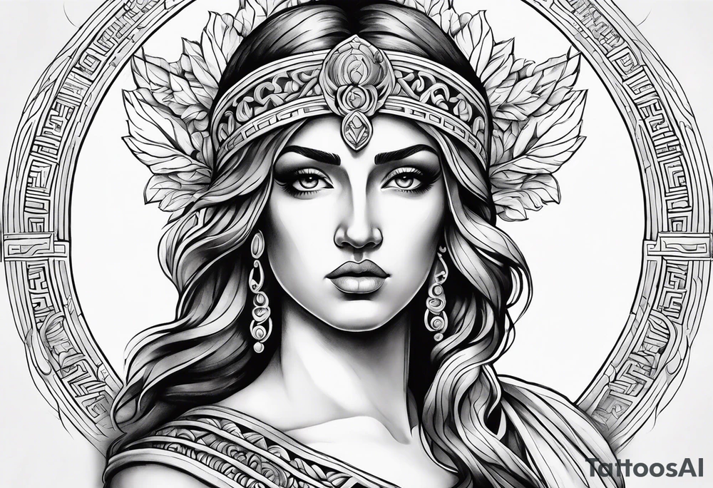 Beautiful greek goddess tattoo idea
