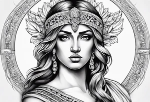 Beautiful greek goddess tattoo idea