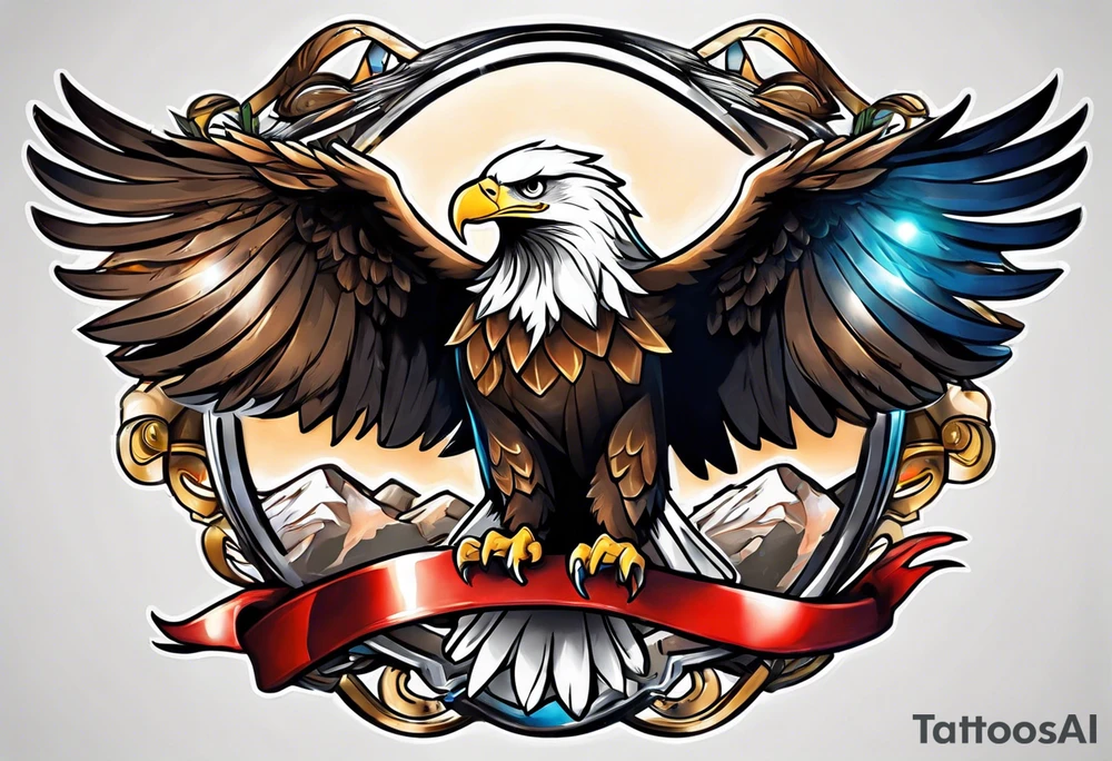 eagle holding a ribbon tattoo idea