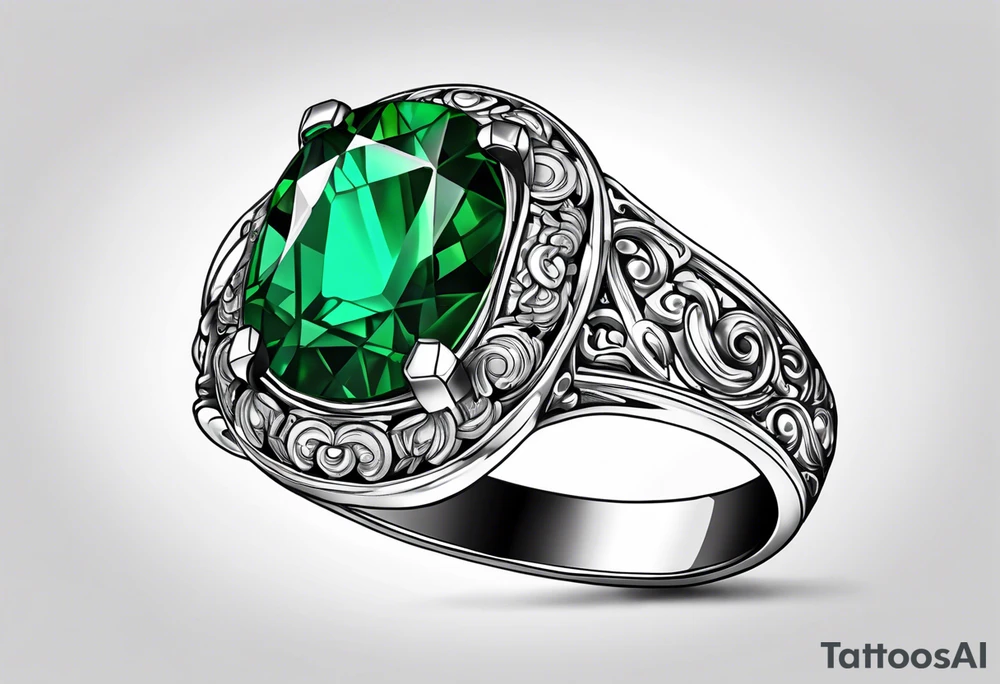 Emerald tattoo ring finger wedding band tattoo idea