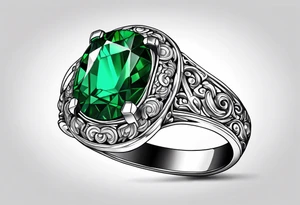 Emerald tattoo ring finger wedding band tattoo idea