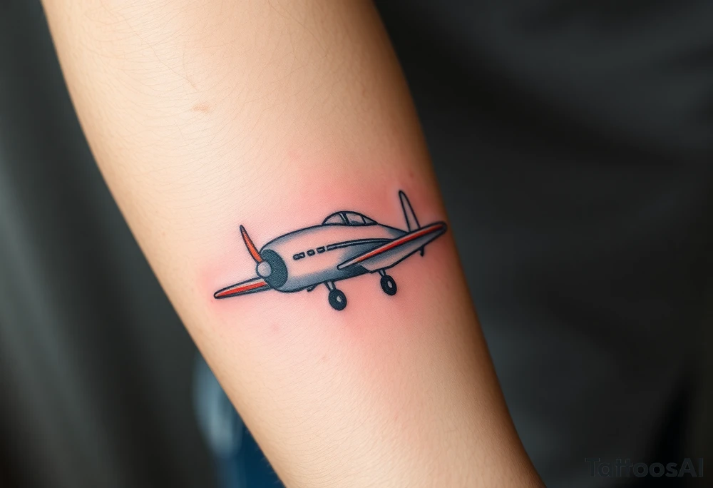 aeroplane with "American traditional" colour tattoo idea