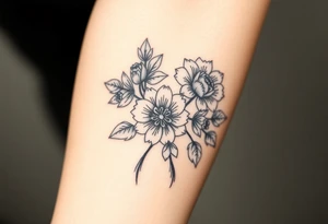 neo traditional flowers tattoo idea