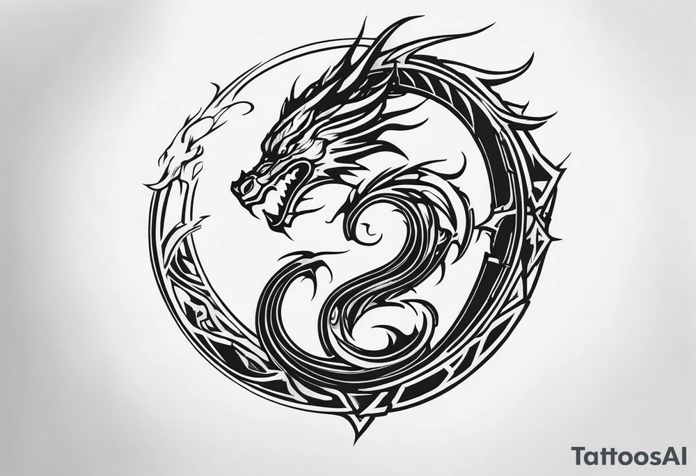 Dragon Seven number shape tattoo idea