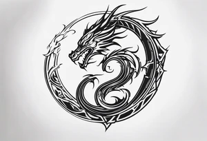 Dragon Seven number shape tattoo idea