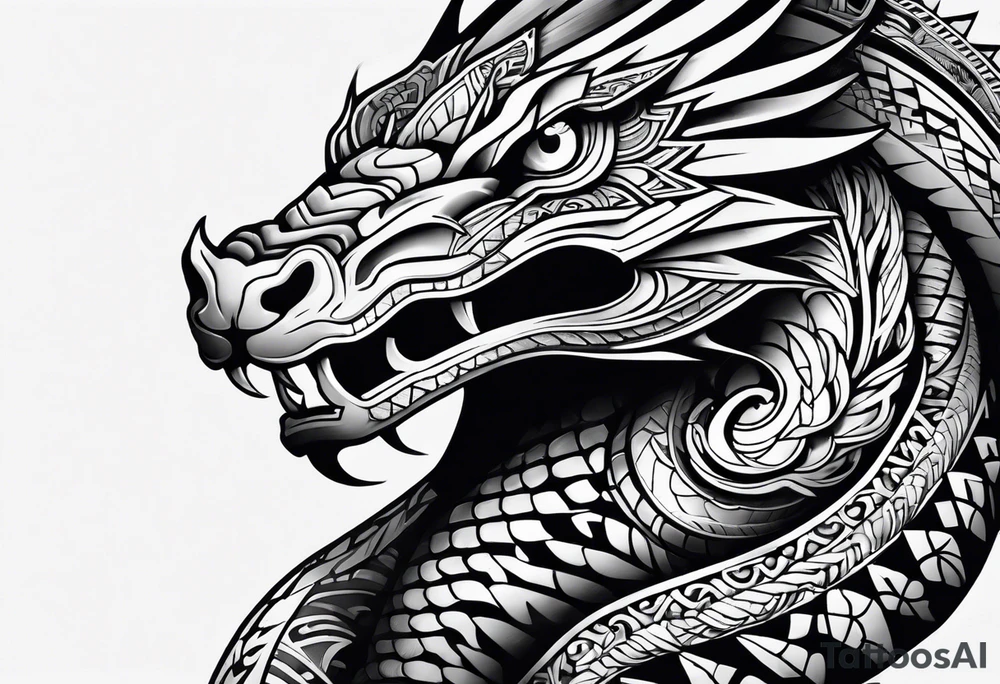 aztec snake sleeve tattoo idea