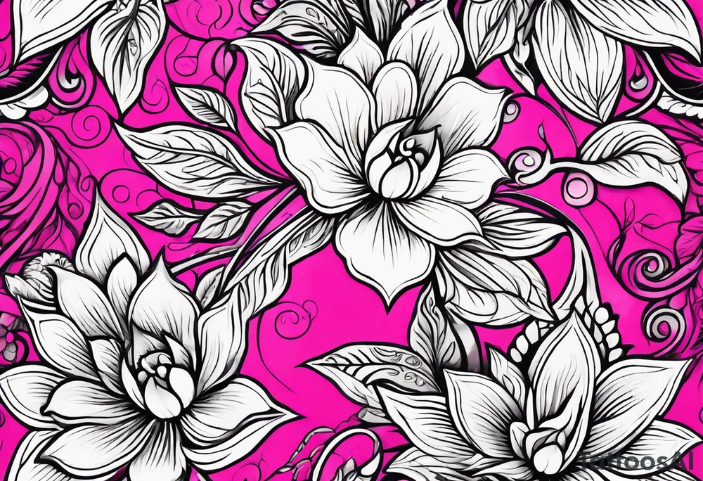 hot pink, neon pink filigree tattoo idea