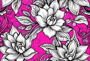 hot pink, neon pink filigree tattoo idea