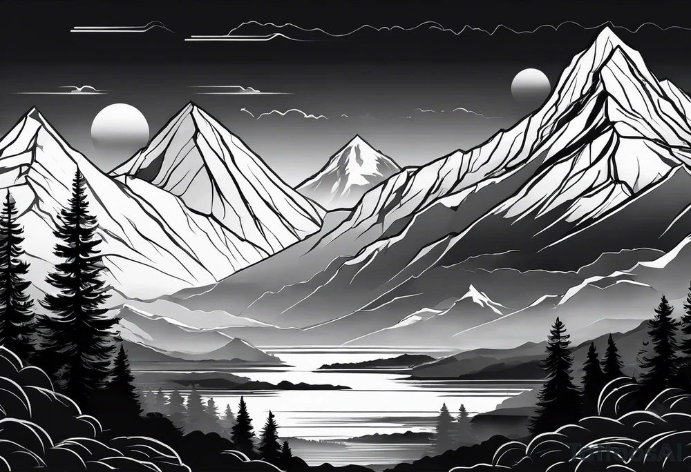 Mountain range silhouette chic tattoo idea