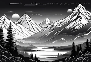 Mountain range silhouette chic tattoo idea