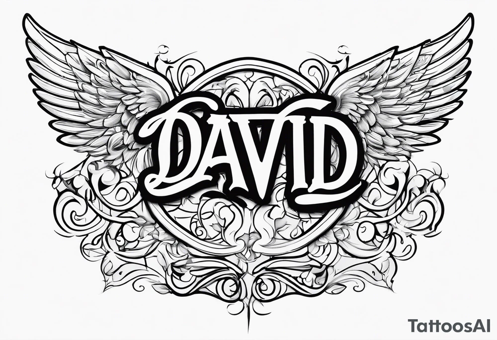 Name David with angel tattoo idea