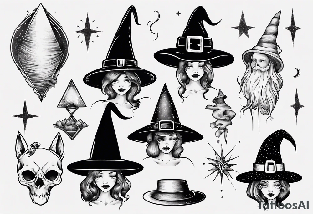 Cute witch hat tattoo idea