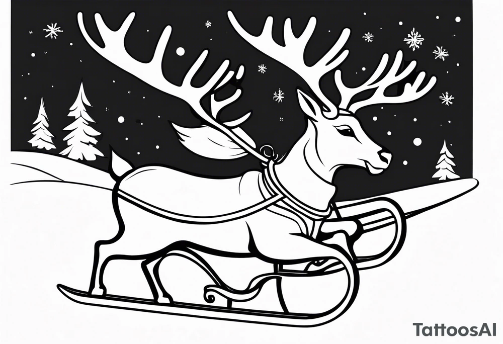 Santa Sleigh and Reindeer tattoo idea