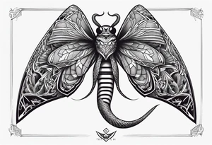 moth, “snake head wings” tattoo idea